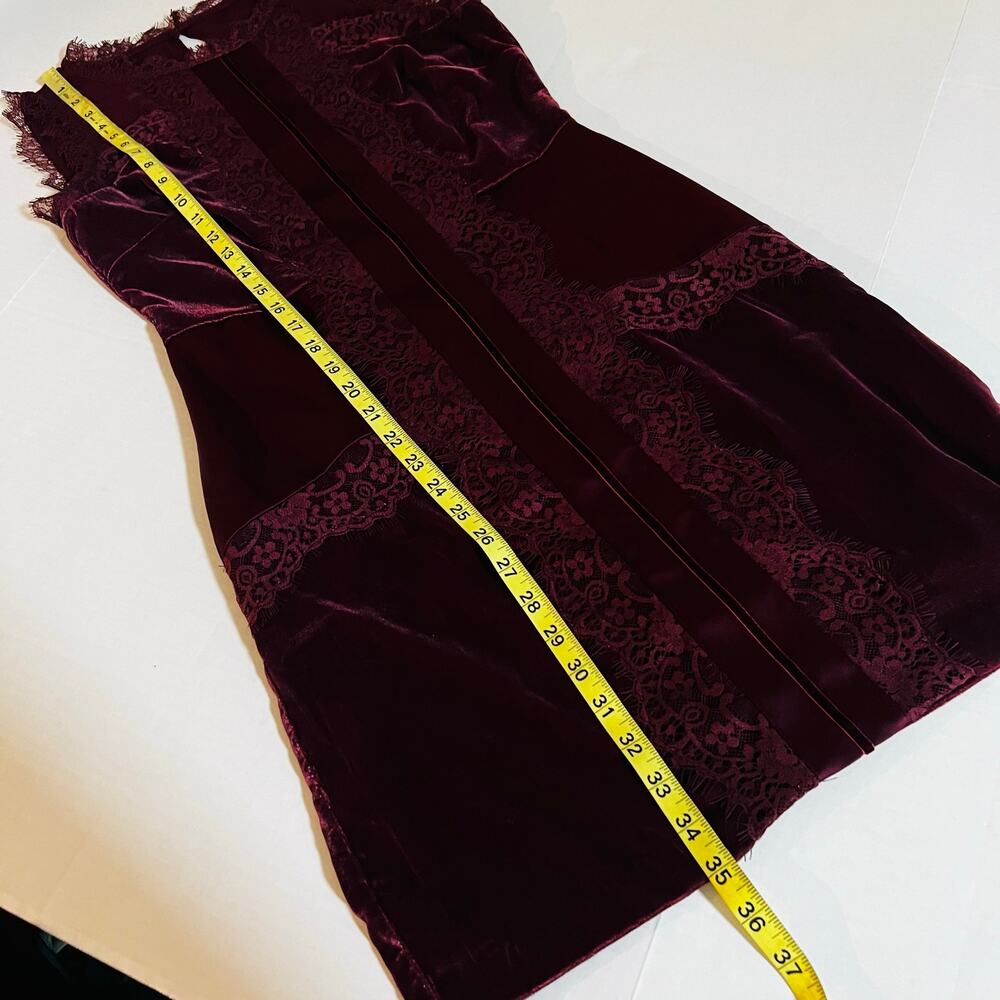 White House Black Market Velvet Lace Trim Sleeveless Dress Size 2 Burgundy - Picture 7 of 10